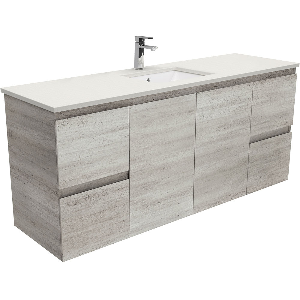 Sarah Roman Sand Undermount Single Bowl 1500 Edge Industrial Wall-Hung Vanity