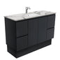 SARAH CALACATTA MARBLE 1200 Fingerpull Matte Black Cab on Kick 1TH