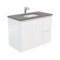 Sarah Dove Grey Undermount 900 Fingerpull Satin White Wall-Hung Vanity