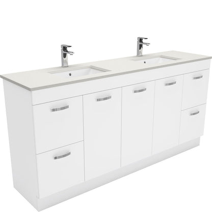 Sarah Roman Sand Undermount Double Bowl 1800 UniCab Vanity on Kick