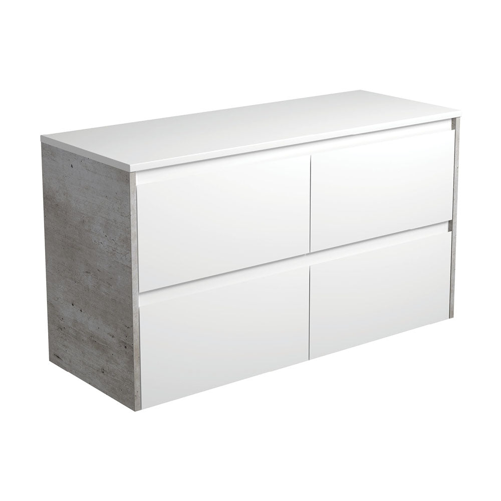 AMATO Satin White 1200 Cabinet INDUSTRIAL Panels Wall Hung