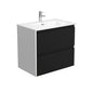 JOLI AMATO 750 Matte Black Vanity with Matte White Panels Wall Hung 1TH
