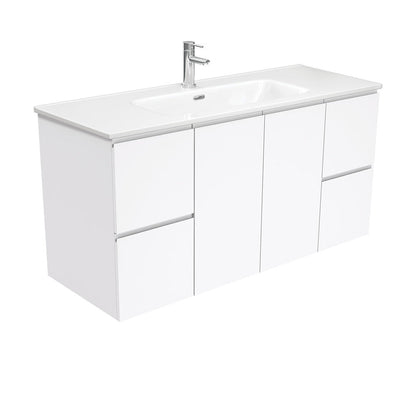 JOLI Ceramic 1200 Fingerpull Gloss White Wall Hung Cab 1TH
