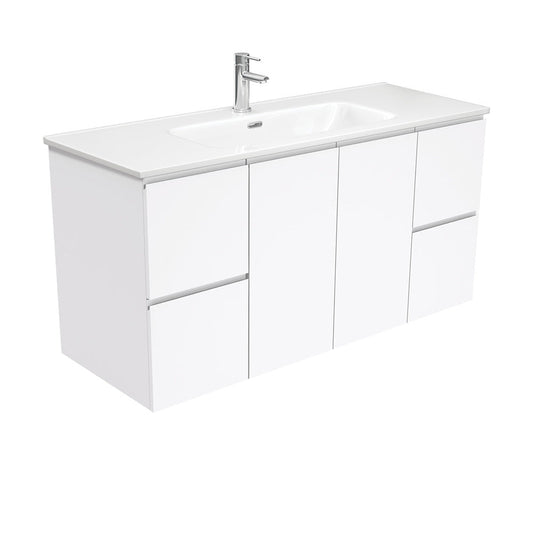 JOLI Ceramic 1200 Fingerpull Gloss White Wall Hung Cab 1TH