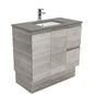 Sarah Dove Grey Undermount 900 Edge Industrial Vanity on Kick