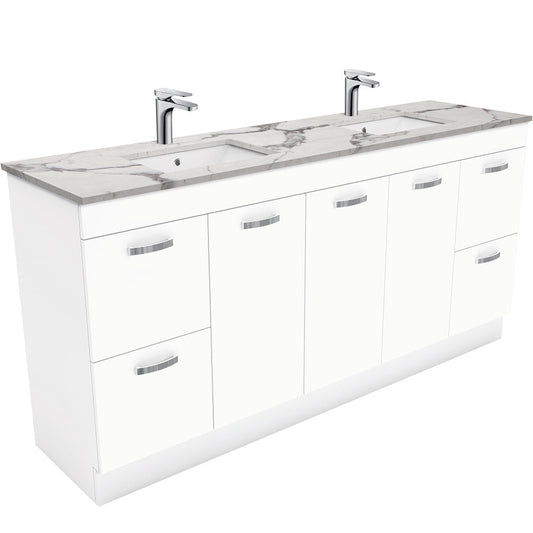 Sarah Calacatta Marble Undermount Double Bowl 1800 UniCab Vanity on Kick