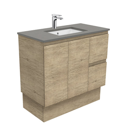 Sarah Dove Grey Undermount 900 Edge Scandi Oak Vanity on Kick