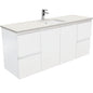 Sarah Roman Sand Undermount Single Bowl 1500 Fingerpull Satin White Wall-Hung Vanity