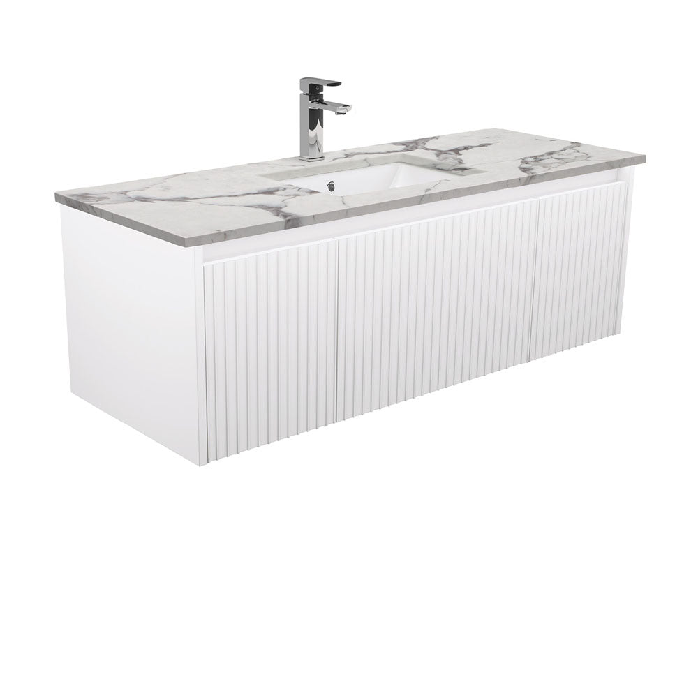 Sarah Calacatta Marble Undermount 1200 Alina Satin White Wall-Hung Vanity