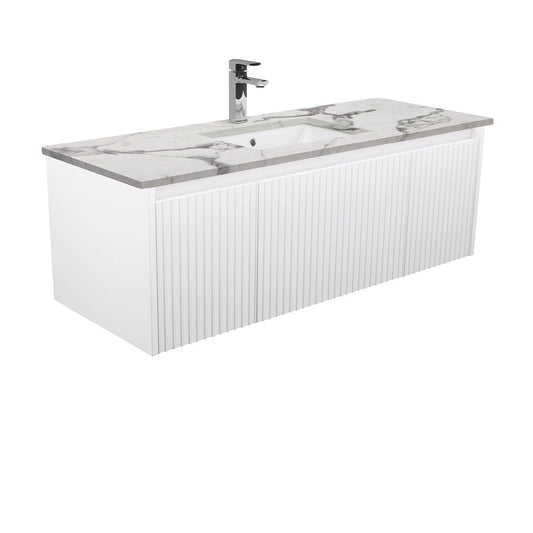 Sarah Calacatta Marble Undermount 1200 Alina Satin White Wall-Hung Vanity