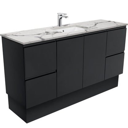 SARAH CALACATTA MARBLE 1500 Fingerpull Matte Black Cab on Kick Single Bowl 1TH