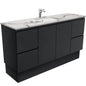 SARAH CALACATTA MARBLE 1500 Fingerpull Matte Black Cab on Kick Single Bowl 1TH
