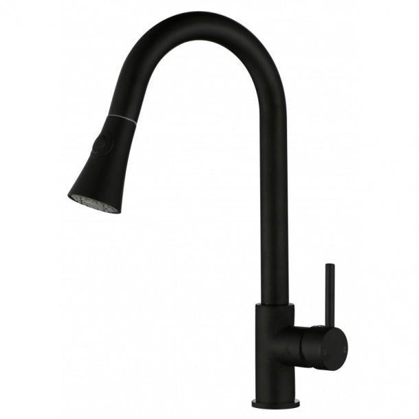 Round Black Pull Out Kitchen Sink Mixer Tap 445*220mm