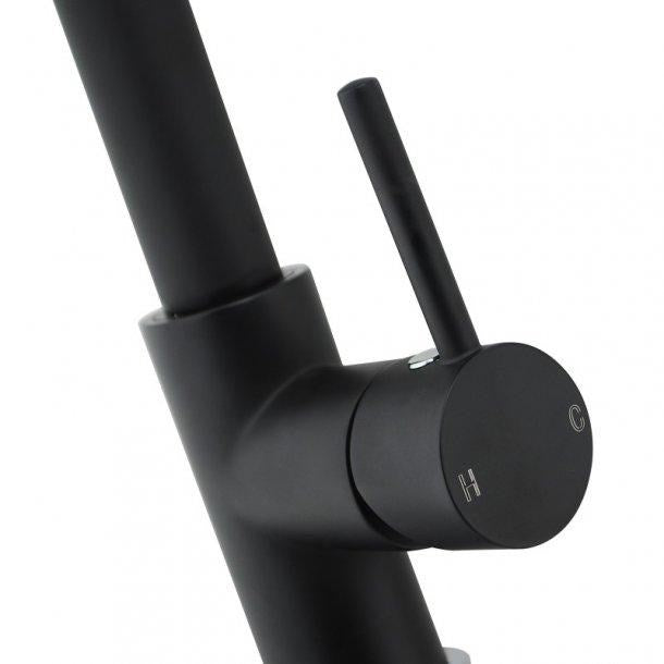 Round Black Pull Out Kitchen Sink Mixer Tap 445*220mm