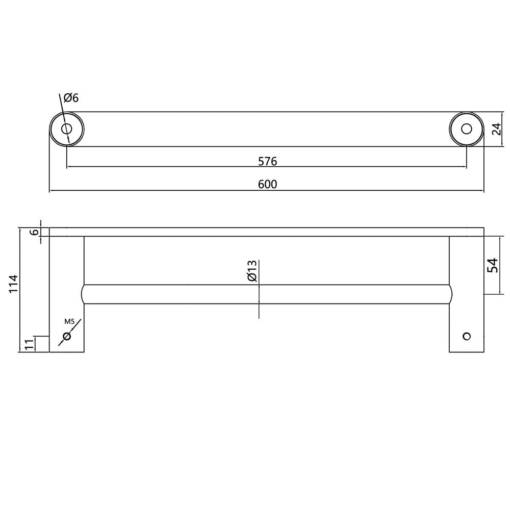 Esperia Brushed Nickel Double Towel Rail 600mm