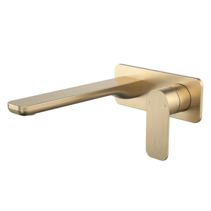 Caroma Luna II EasySwitch Wall Basin/Bath Mixer 220mm (Complete Kit) Brushed Brass Lead Free