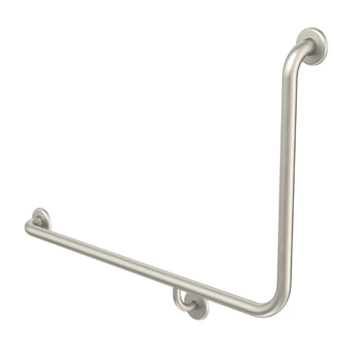 Caroma Care Support Grab Rail 90 Degree Angled 960x600 Left Hand Side Brushed Nickel