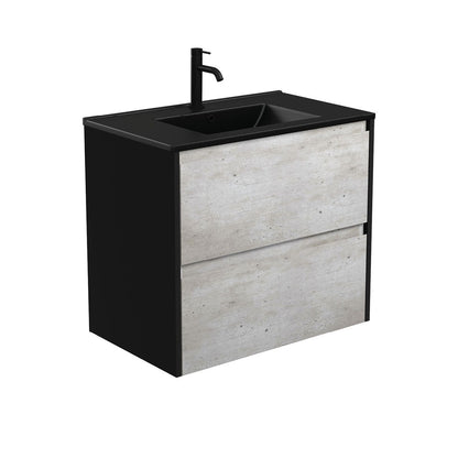 DOLCE MB AMATO 750 INDUSTRIAL Vanity with Matte Black Panels Wall Hung 1TH