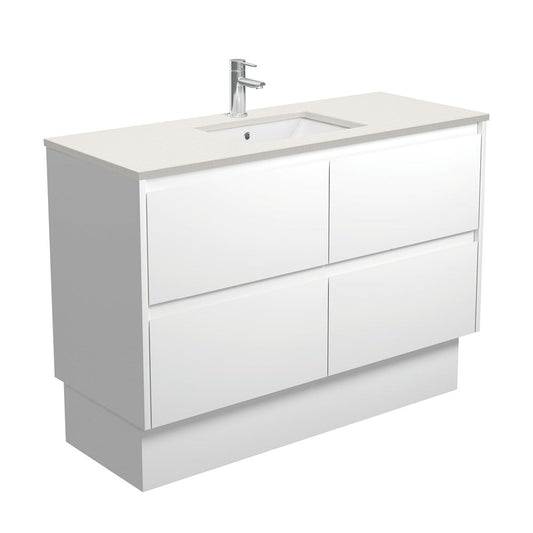 SARAH ROMAN SAND AMATO 1200 Satin White Vanity On Kick 1TH