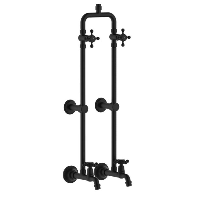 Lillian Exposed Rail Shower & Bath Set, Matte Black