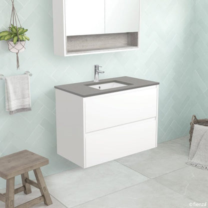 SARAH DOVE GREY AMATO 900 Satin White Vanity On Kick 1TH