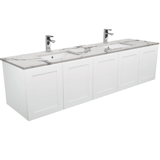 Sarah Calacatta Marble Undermount Double Bowl 1800 Mila Wall-Hung Vanity