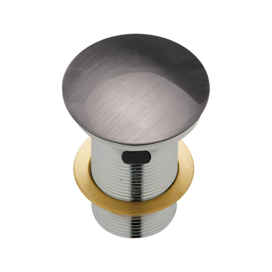 BASIN WASTE Dome Pop Up 32x70mm with Overflow Gun Metal
