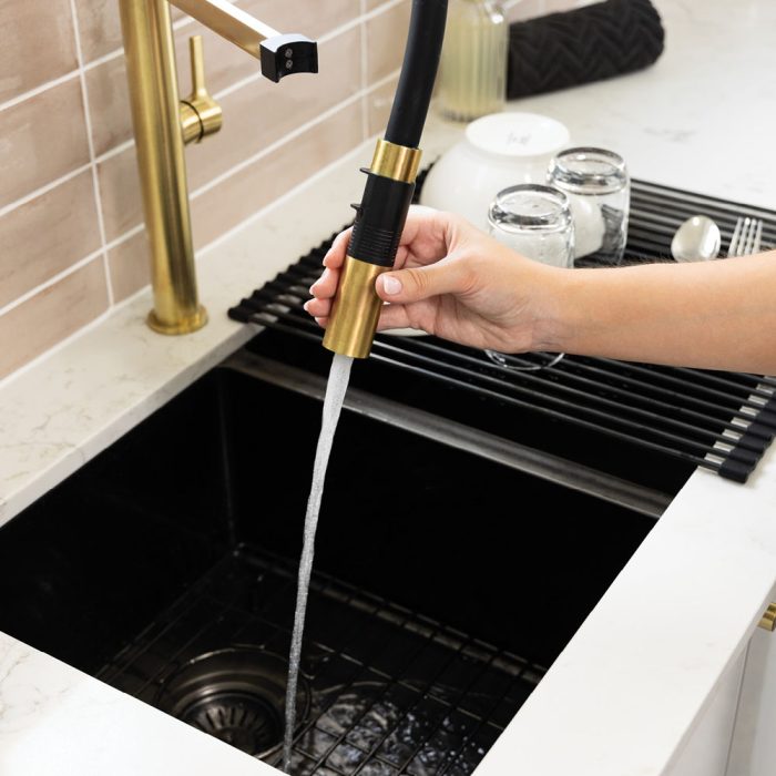 SANSA Pull Down Sink Mixer Urban Brass