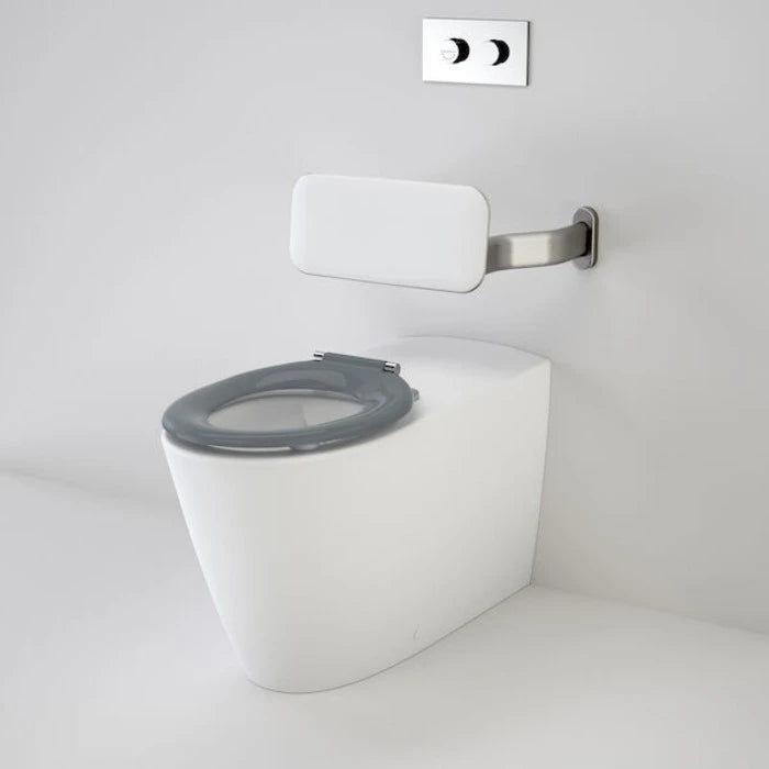 Caroma Care 800 Cleanflush Invisi Series II Wall Faced Suite with Backrest, Pedigree Single Flap Seat (GermGard) - Anthracite Grey