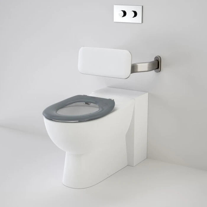 Caroma Leda Care Invisi Series II Wall Faced Suite with Backrest, Caravelle Single Flap Seat - Anthracite Grey
