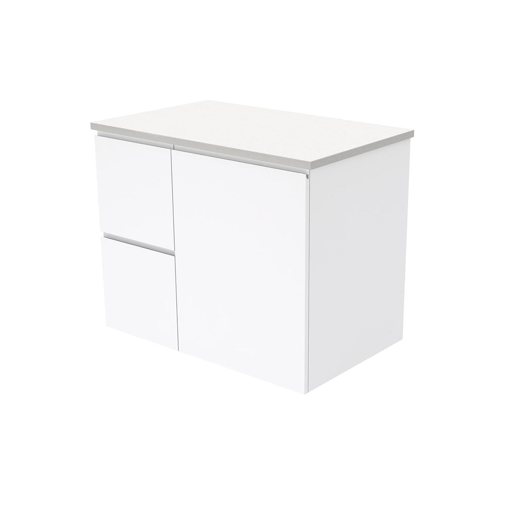 Fingerpull Gloss White 750 Wall-Hung Cabinet, Left Hand Drawers