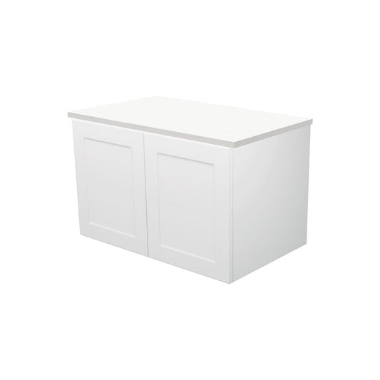 MILA SHAKER 750 Cabinet Wall Hung Satin White Left Hand Drawers 730 x 455 x 450mm