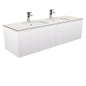 Sarah Roman Sand Undermount Double Bowl 1500 Alina Satin White Wall-Hung Vanity