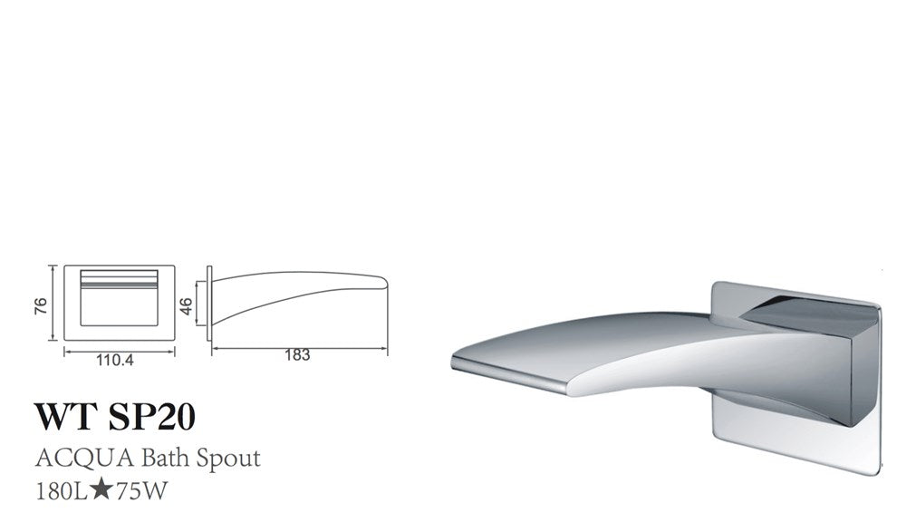 ACQUA Waterfall Bath Spout in Chrome