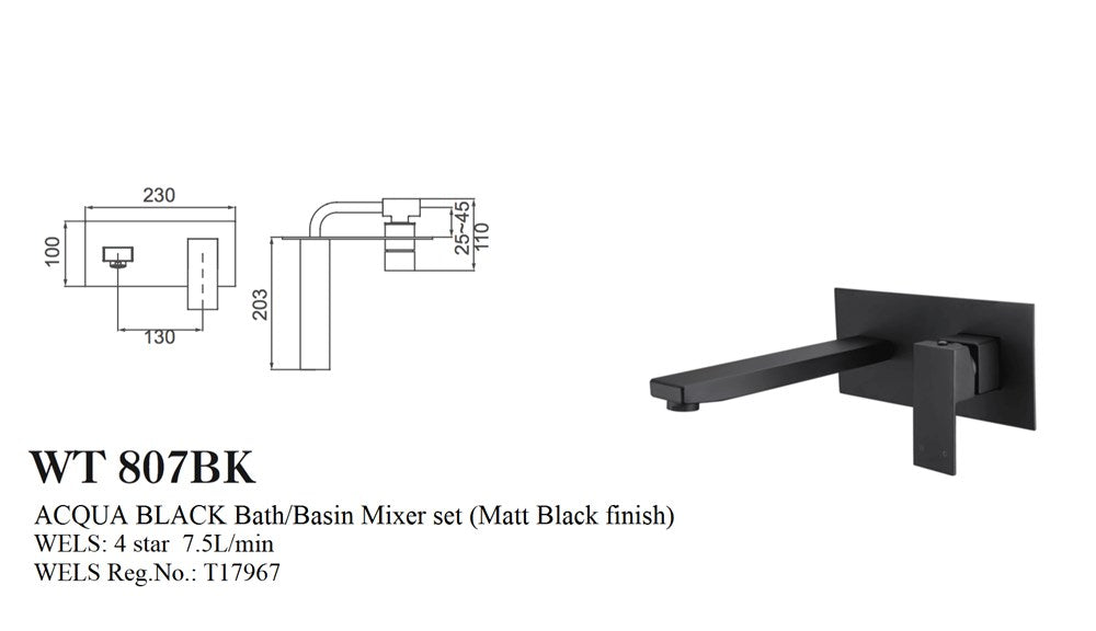 ACQUA BLACK Basin/Bath Set in Matte Black