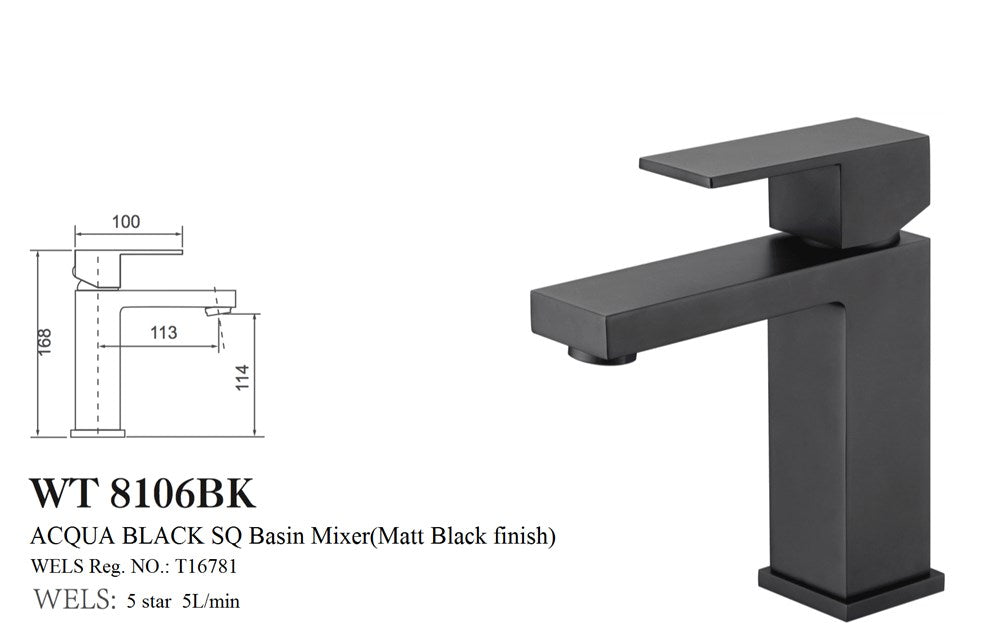 ACQUA BLACK Basin Mixer in Matte Black