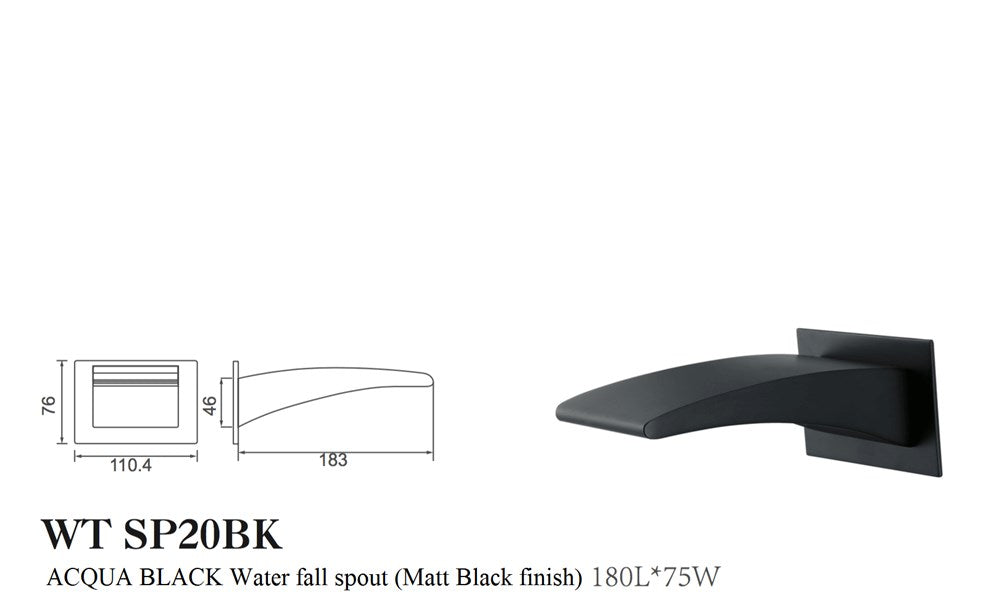 ACQUA BLACK Waterfall Bath Spout in Matte Black