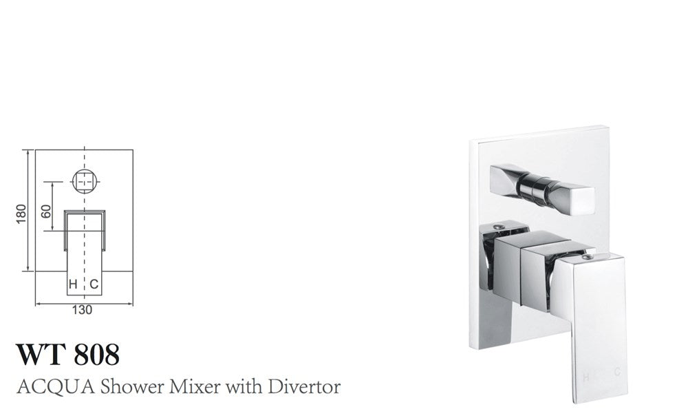ACQUA Shower Mixer with Diverter in Chrome