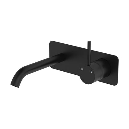 KAYA UP Basin/Bath Wall Mixer 160mm Outlet Set Matte Black Soft Square Plate