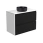 REBA Black CRYSTAL AMATO 900 Matte Black Vanity Matte White Panels Wall Hung NTH