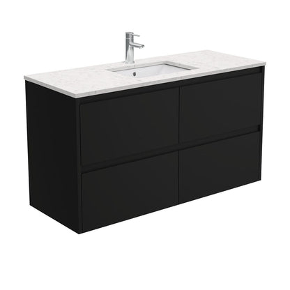 SARAH BIANCO MARBLE AMATO 1200 Satin Black Vanity Wall Hung 1TH