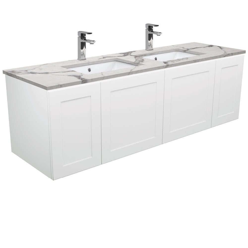 Sarah Calacatta Marble Undermount Double Bowl 1500 Mila Wall-Hung Vanity