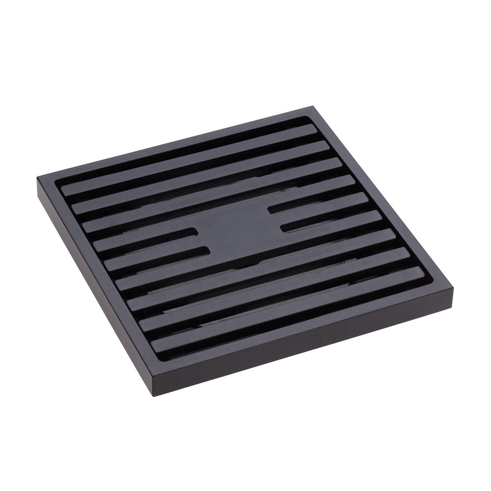 FLOOR WASTE 100mm Square Slim Grate 88mm outlet Matte Black