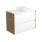 REBA Matte White CRYSTAL AMATO 900 Matte White Vanity SCANDI OAK Panels Wall Hung NTH