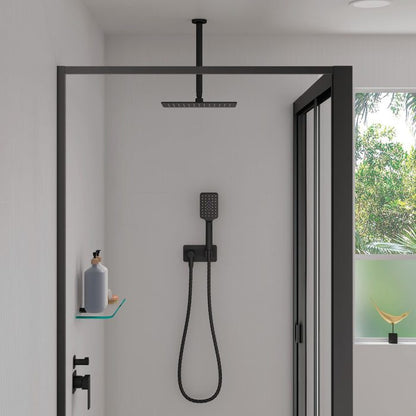 Round 300mm Shower Dropper Matte Black
