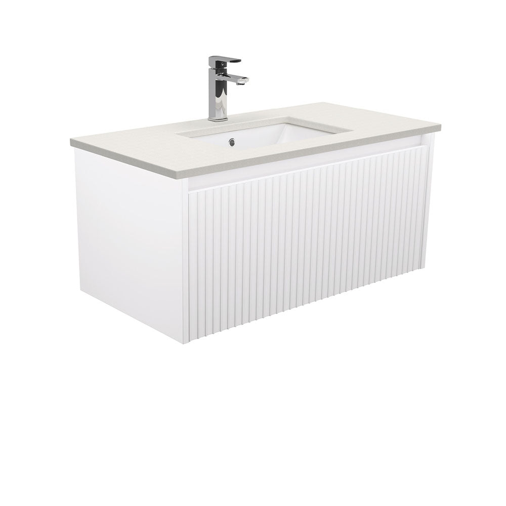 Sarah Roman Sand Undermount 900 Alina Satin White Wall-Hung Vanity