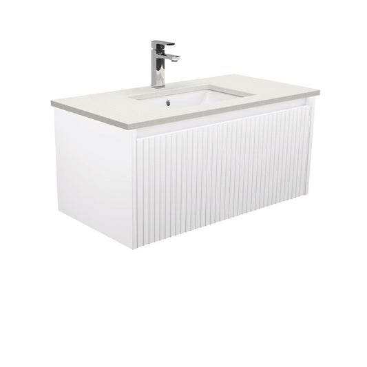 Sarah Roman Sand Undermount 900 Alina Satin White Wall-Hung Vanity