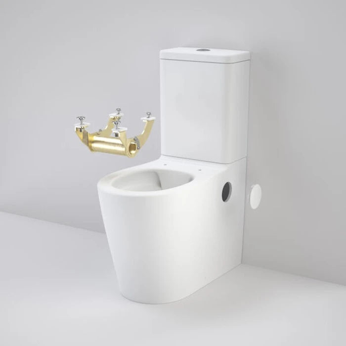 Caroma Care 660 Cleanflush Wall Faced Close Coupled Easy Height BE Suite with Armrest Mounting Kit - with GERMGARD - White