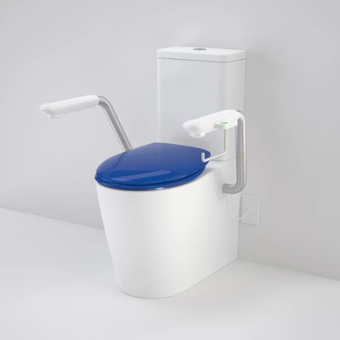 Caroma Care 660 Cleanflush WFCC Easy Height BI Suite with Nurse Call Armrest Left and Double Flap Seat - Sorrento Blue