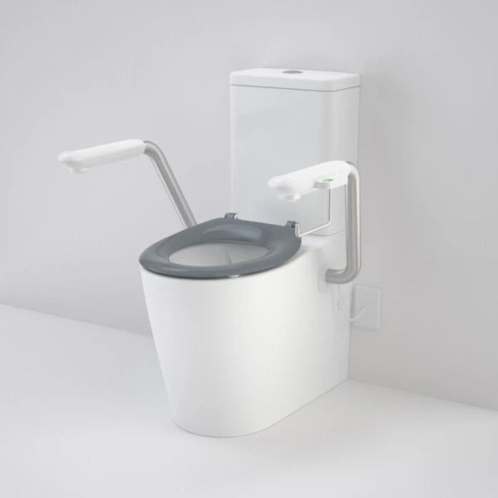 Caroma Care 660 Cleanflush WFCC Easy Height BI Suite with Nurse Call Armrest Left and Single Flap Seat - Anthracite Grey